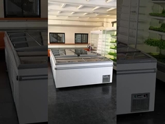 정적 냉각 시스템과 슬라이딩 로우-E 유리 문과 함께 슈퍼마켓 상자 냉장고