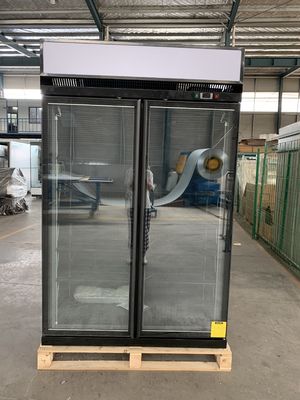 R404a Upright Double Glass Door Cooler With Frost Free Low E Glass